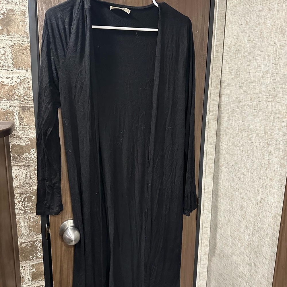 Long Black Open Cardigan